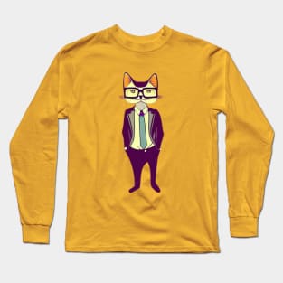 Nerdy Cat With Glasses Long Sleeve T-Shirt